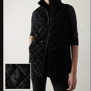 ATHLETA WHISPER FEATHERLESS 'VELVET' QUILTED PUFFER VEST BLACK  XS P NWT NEW